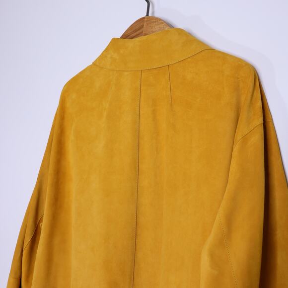 LAFAYETTE 148 NEW Clyde Laser Cut Suede Jacket Spiced Honey Yellow Women's XL - Picture 7 of 12